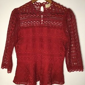 Moulinette Soeurs Open Lace Peplum Top